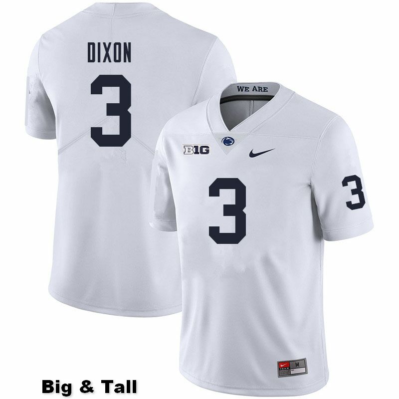 NCAA Nike Men's Penn State Nittany Lions Johnny Dixon #3 College Football Authentic Big & Tall White Stitched Jersey FKS6898QQ